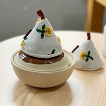 [더이쁜] 꽃 자수 패브릭 냄비 손잡이 장갑 1개 오븐 북유럽 주방인테리어