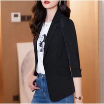 Momolatti 여성용 클래식 블레이저 슬림 쇼트 오버핏 자켓