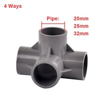 PVC배관자재 20/25/32mm 그레이 PVC 파이프 피팅 스트레이트 엘보 티 크로스 커넥터 워터 어댑터 3 4 5 6, 06 F_01 I.D 20mm