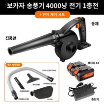전기 소형 헤어 드라이어 차량용 산업용 집진기 불고 빠는 잎 고출력 무선 충전식 송풍기, 1전문가용 20V4000mAh 배터리 2개 1회 충전