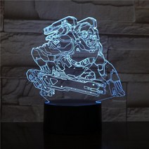 오버워치 3D 아크릴 스탠드 무드등 만들기 LED DIY 조명 취침등 집들이 선물, 화이트 크랙 16색 리모콘, 471 윈스턴 고릴라