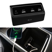 테슬라 USB 허브 포트 c타입 멀티 usb 3.0 분배기 4 in 1 어댑터 Tesla 모델용 3 y 센터 콘솔 (듀얼 데이터 포함) pd 고속 충전, 없음