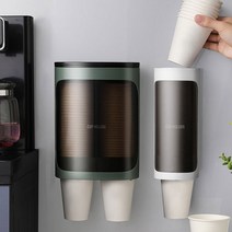 오즈리빙 반투명 컵디스펜서 부착식 종이컵 디스펜서 보관 정리대 컵홀더, 반투명컵홀더2구 백색