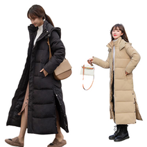 여성 경량 롱 패딩자켓 아우터 루즈핏 누빔 후드점퍼 하프기장 겨울코트