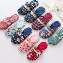 패브릭레이스 면 실내화, 패브릭레이스_네이비_작은꽃(L)