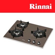 린나이 2구/3구/4구 빌트인 가스레인지 쿡탑 렌지 모음, 560x430mm, LPG, 3구_브라운(전지식)_3531