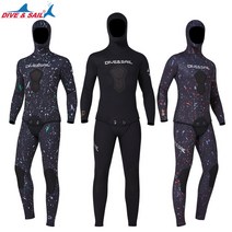다이빙 서핑 웻슈트 세트 전문 물고기 사냥 정장 cr357mm 무료 야외 위장 위장, 3mm, m