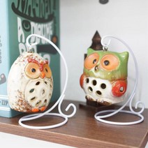 테이블캔들홀더 부엉이 티라이트받침대 카페오브제 아날로그감성 홈스타일링 여자친구선물, 그린