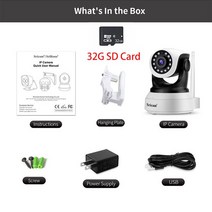 베이비 아기 모니터 카메라 무선 홈캠 강아지 고양이 반려동물캠 홈CCTV 펫캠Sricam-SP017 3.0MP IP 카메라, Camera 32G Card_영국 플러그
