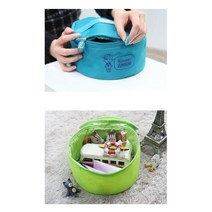 아이 개인 소지품 정리 수납 원형 파우치 인형 블럭 장난감 어린이집 분리 가정, 블루