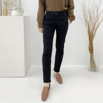 즈본 블랙진 여성 융기모청바지 융털데님팬츠 여자 슬림일자 밍크바지