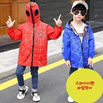아동 키즈 스파이더맨 가면모자집업 바람막이자켓 3종, 블랙/160