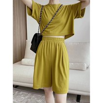 라운드넥반팔티 GRACETINAHOOTZ 250 와이드 루즈핏 캐쥬얼 반바지투피스 여성 스타일리쉬 2247914264