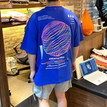 어썸블랑 네온컬러 컬러프린팅 루즈핏 반팔티셔츠 7color 반팔 티셔츠