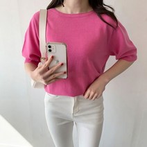 러블리감성 / 해준 무봉제 니트 반팔티셔츠