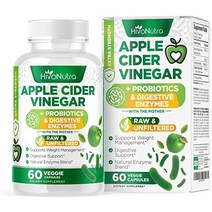 HivoNutra 3-in-1 Apple Cider Vinegar Capsules ＋ Probiotics 여성 남성을 위한 소화 효소 - 케토 다이어트 - 장 건강 팽창 완화 촉진 - 비건 ACV, 60 Count [Pack of 1]