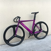 고정 기어 자전거 700C 근육 알루미늄 합금 프레임 48cm 52cm 56cm 트랙 픽시 더블 3 스포크 휠 및 V 브레이크 포함109125, 보라색_52cm(168cm-180cm) | 1