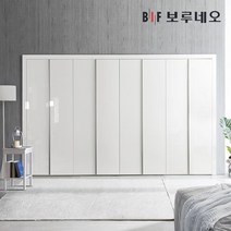 보루네오 330cm 샤인 여닫이 붙박이장 11자, 다크그레이 330cm