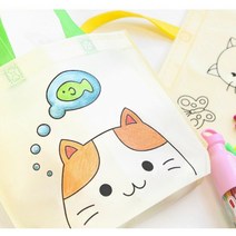 민화샵 그림그리기 부직포가방만들기, 생각하는 고양이 가방, 1개