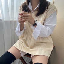 (국산무배/88size) 남여공용 오버핏 꽈배기 케이블 니트조끼 6color
