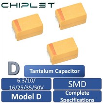 탄탈륨 커패시터 D 6.3V 10V 16V 25V 35V 50V SMD 1uf 2.2uf 3.3uf 4.7uf 모델 A B C, 02 2pcs 10V 100UF 107 D