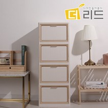 웰컴 오픈도어 다용도 서랍 수납장 4단400, 화이트베이지
