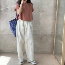 크롭 반팔 지지미 A라인 반팔 블라우스 화이트 핑크 옐로우