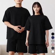 텐클로 남녀공용 빅사이즈(하의26-44인치까지) 루즈핏 반팔티 반바지 트레이닝 운동복 홈웨어 상하세트 TC-406