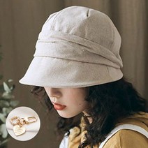 [사은품증정] 데이즈원 여자 봄 여름 가을 린넨 벙거지 중년 여성 모자