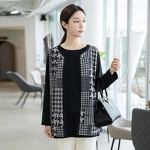 모슬린 엄마옷 체크배색 가디건 EVC302086 마담 미시옷 중년여성의류 빅사이즈 50대 60대여성옷