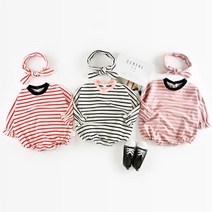 수아세상 스트라이프 헤어밴드 신생아바디슈트 아기옷2종 세트