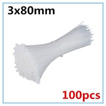 벨크로 케이블타이 선 정리 찍찍이 100 개 3X60/80/100/120/150/200mm 흰색 검정색 우유 케이블 와이어 지, 한개옵션1, 02 3 x 80mm