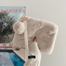 에코퍼 페이크퍼 밍크 폼폼이클러치백 6color