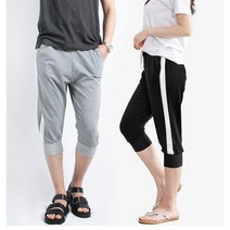 넥플 남녀 7부 트레이닝 하의 카고 조거 라인 팬츠