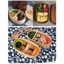 일본 수제 우드 도시락 직장인 도시락 점심 도시락통, 힌트: 나무 도시락은 밀폐되지 않고 가열되지 않습니다.