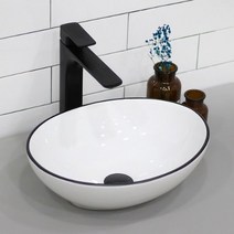 YJ-9020 블랙라인 도기볼세면기 탑볼세면기세면대 세면기 세면볼 도기볼, CH 엔틱블랙 유리볼 자동폽업, P트랩(벽배수) 32cm
