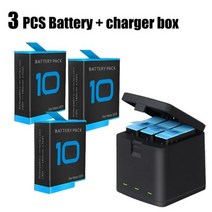 1800mAh 배터리 상자 원래 Pro 배터리 GoPro 9 10 AHDBT-901 카메라 배터리 Accessorie 충전기, 3pcs and charger