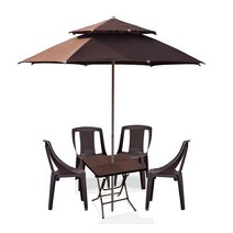 초콜릿 파라솔세트 시나몬A 받침대포함 4인용 카페 커피샵 데크 라탄스타일, 정사각