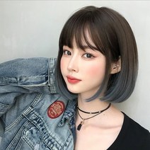 로미즈 여자가발 여성 통가발 단발 반가발 항암 탈모 숏컷 패션, 1개, 데이지_헤이즈블루