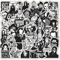 오토바이 스케이트보드 노트북 스티커 쿨 블랙 화이트 스릴러 공포 영화 diy 장난감, 10pcs 공포