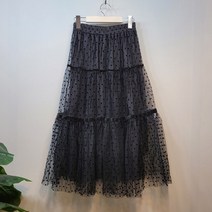 라임브릿지 블랙도트 샤샤 롱 스커트