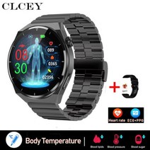 2023 침습성 혈당 스마트 팔찌 IP68 방수 시계 ECG PPG 혈압 심박수 건강 팔뚝심박계181277, black, 1개