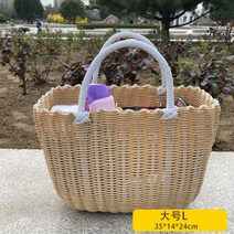피크닉바구니 라탄바구니 바구니 세트 패브릭 대형 소풍 가방, 대형베이지