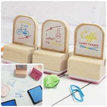 위월천 나무 스탬프 세트 블루 이쁜도장 다꾸템 특이한도장