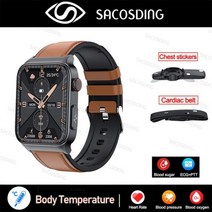 호환 무채혈 혈당측정기 2022 새로운 혈당 스마트 워치 심전도 모니터 혈압 체온 Smartwatch IP68 방수 피트니스 트래커 스마트시계, 13 Leather Brown set