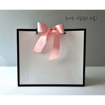 리본 화이트 쇼핑백 /기프트아이, 10장, 화이트쇼핑백+살핑크리본
