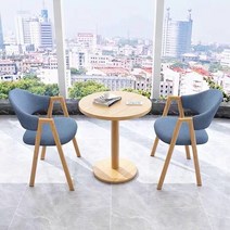 남쪽나무 2인 티 테이블 세트 2인용 식탁 미니 원형 원룸, 티테이블(60cm)+의자*2, 09:푸른 색(패브릭)