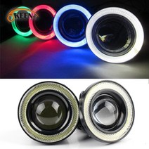 12V 범용 COB LED DRL 운전 조명 화이트 블루 핑크 옐로우 그린 레드 엔젤 아이즈 안개 램프 2.5 인치 3.0 인치 64mm 76mm 89mm 2 개입|Car, 1개, 2.5inch, Blue