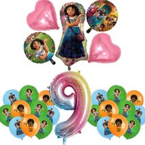 파티 장식 생일 이벤트 만화 공주 디즈니 Encanto Mirabel 일회용 칼 세트 풍선 소녀 용품, 9th Balloon suit 24p