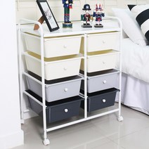 엠리빙 이동식 더블 트롤리 수납장 장난감 기저귀 정리함 4단